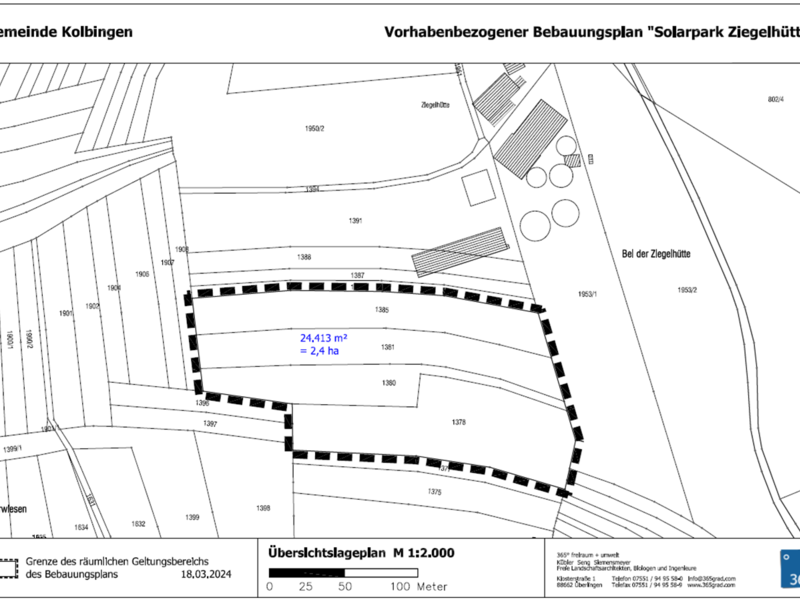 Bebauungsplan-Vorentwurf vom 18.03.2024 maßgebend. Er ergibt sich aus folgendem Kartenausschnitt: